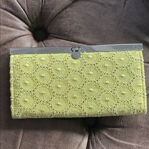 Yellow Bebe Lace Sparkly Clutch